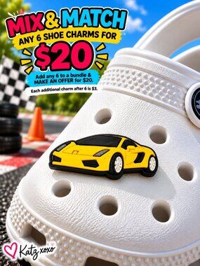 Yellow Exotic Sports Car Croc Shoe Charm Supercar Racing Lambo Jibbitz Style
